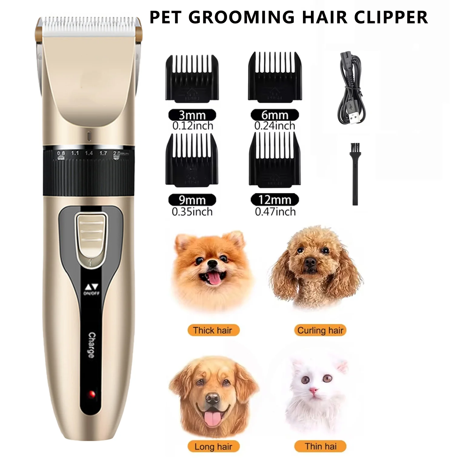 Dog Grooming Clippers - Профессиональная электрическая машинка для стрижки животных,